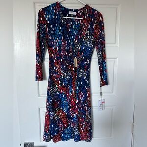 NWT | Calvin Klein Colorful Polka Dot Women's Dress Size 2